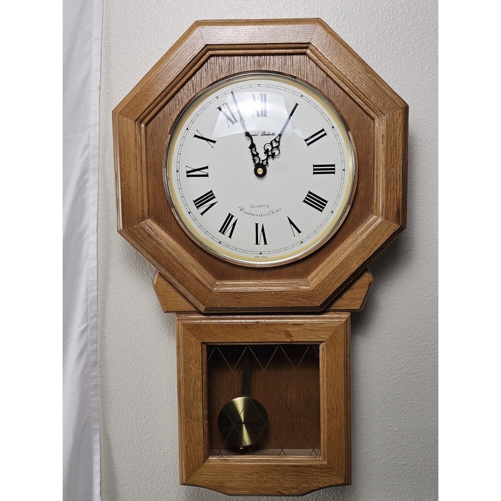 Daniel Dakota Westminster Quartz Oak Wall Clock Roman Numerals